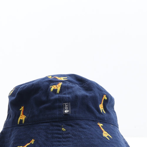 JoJo Maman Bébé Boys Blue Cotton Bucket Hat Size S - Giraffe Detail