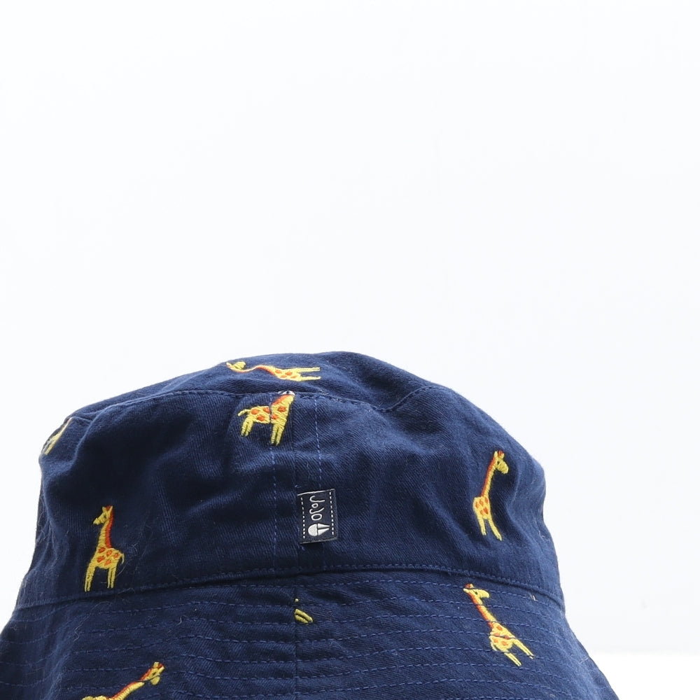 JoJo Maman Bébé Boys Blue Cotton Bucket Hat Size S - Giraffe Detail