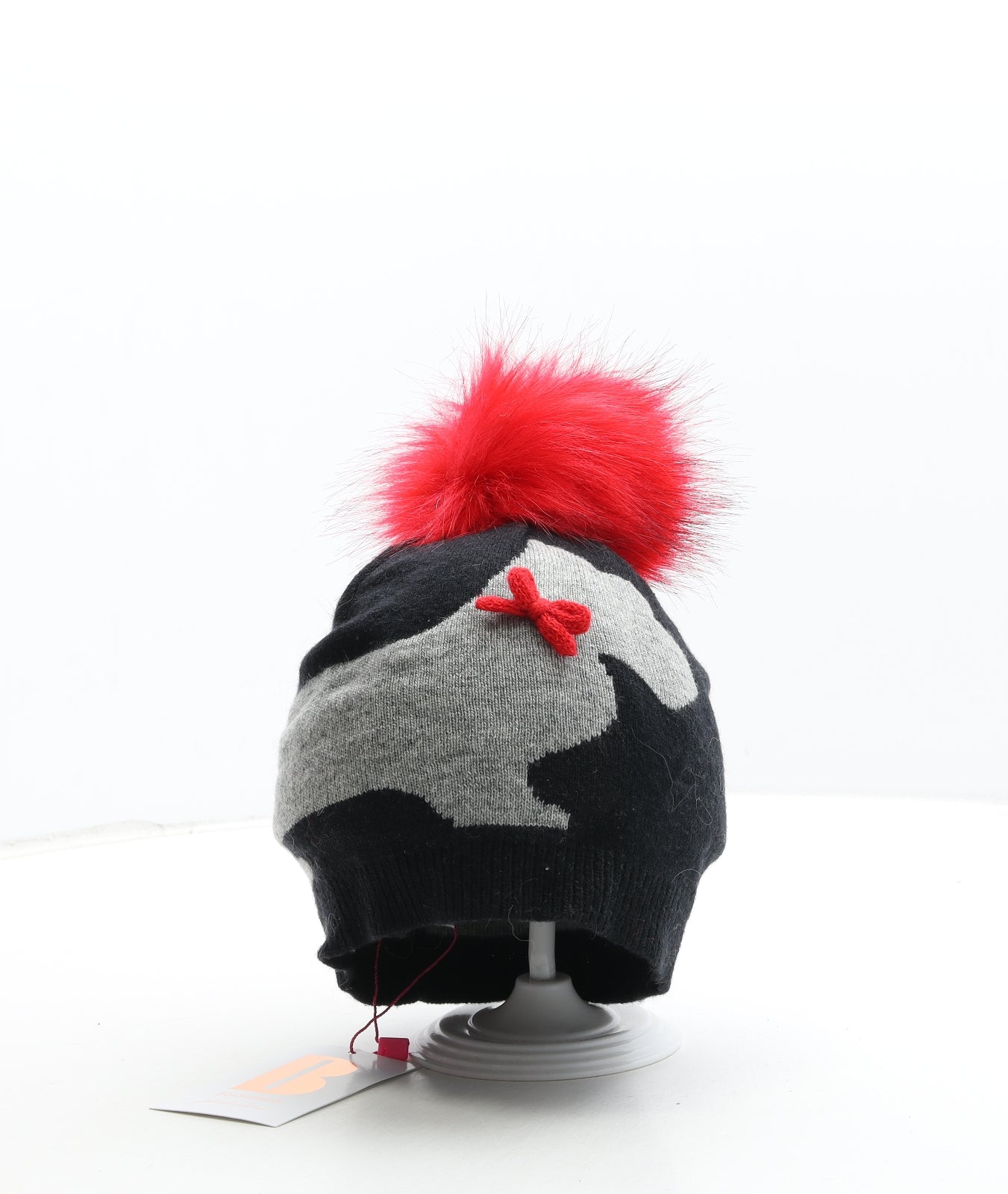 Boardmans Womens Black Acrylic Bobble Hat One Size - Dog Detail
