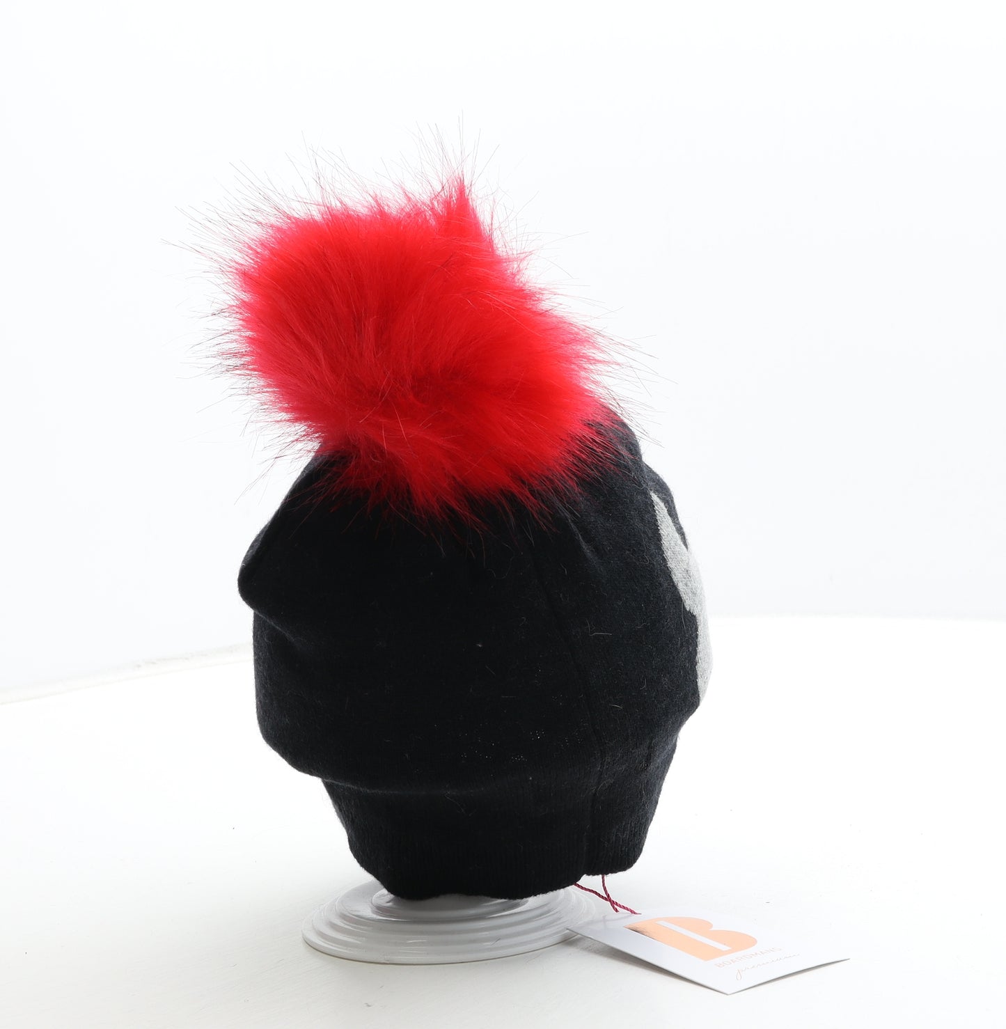 Boardmans Womens Black Acrylic Bobble Hat One Size - Dog Detail