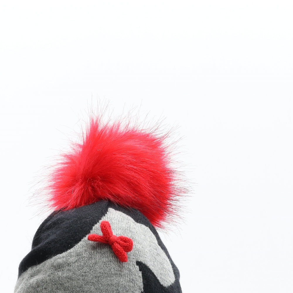 Boardmans Womens Black Acrylic Bobble Hat One Size - Dog Detail