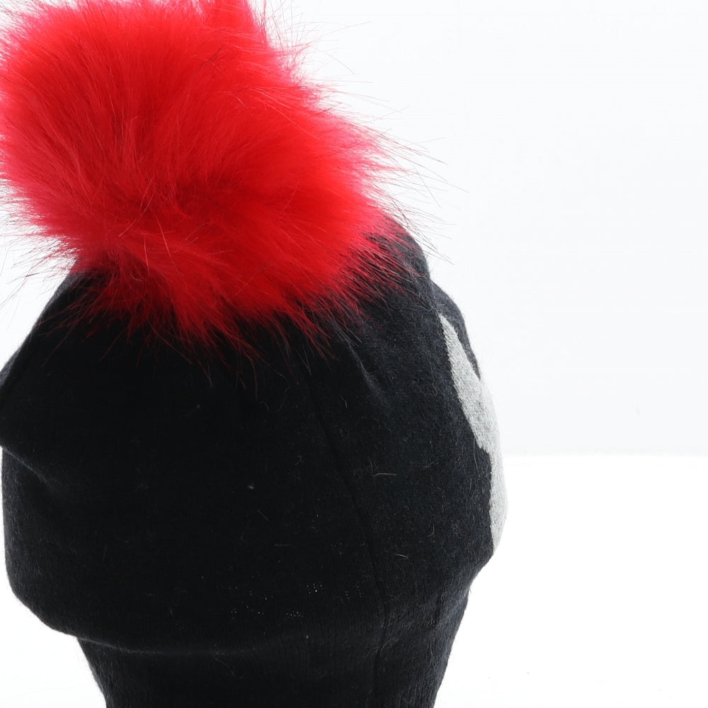 Boardmans Womens Black Acrylic Bobble Hat One Size - Dog Detail