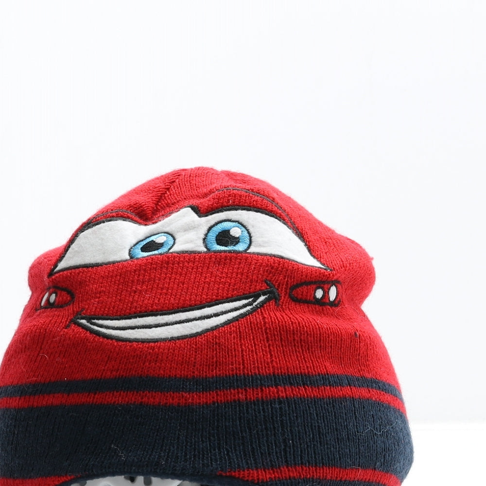 Disney Boys Red Colourblock Acrylic Bonnet Size S - Cars