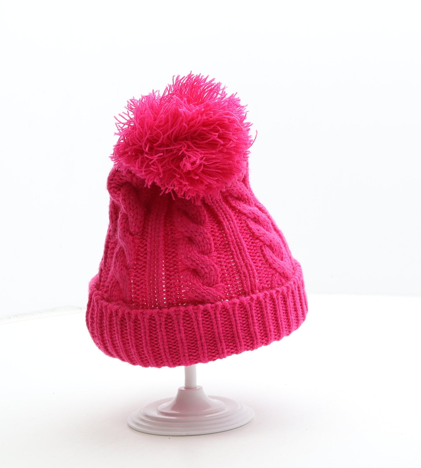 Hello Kitty Girls Pink Acrylic Bobble Hat Size S