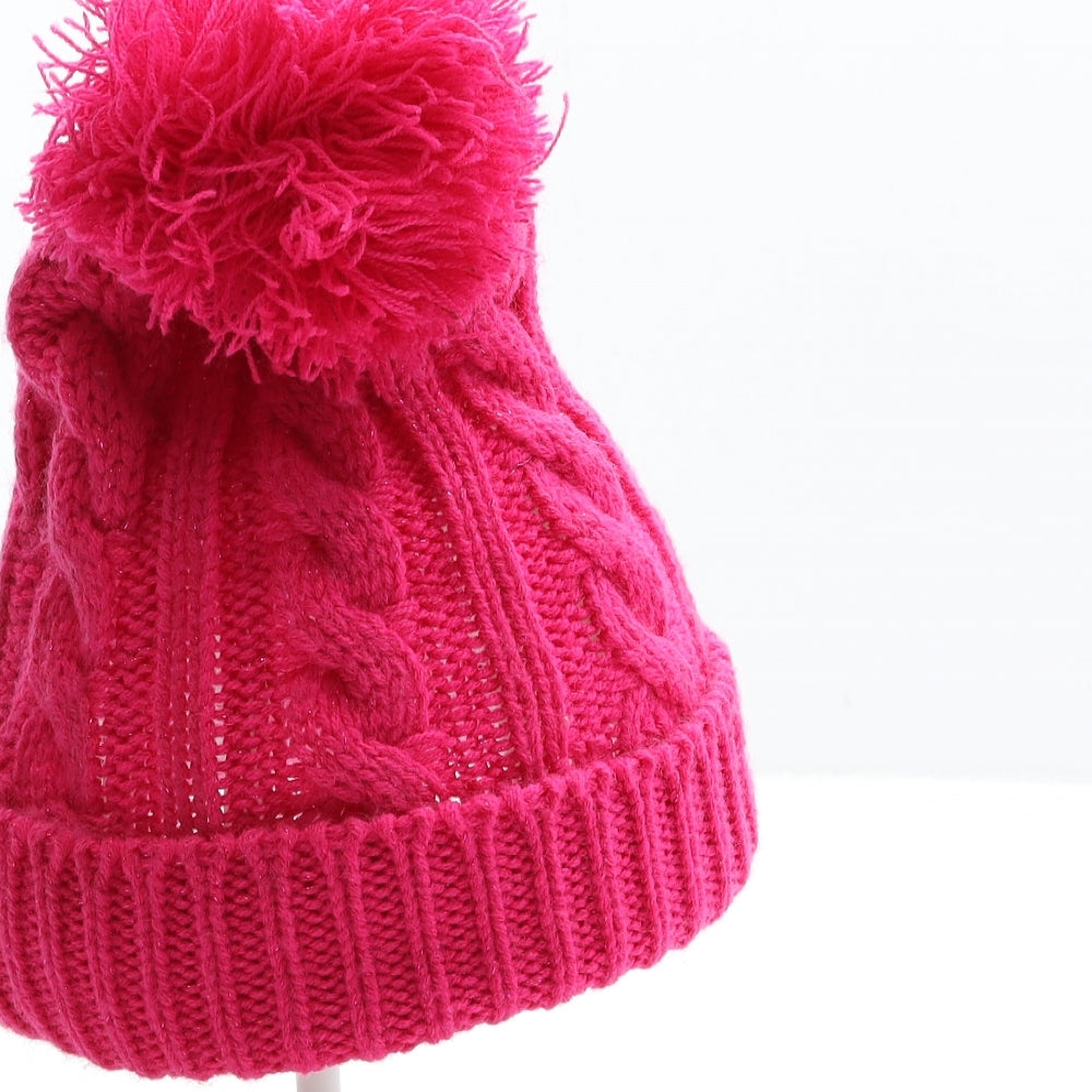 Hello Kitty Girls Pink Acrylic Bobble Hat Size S