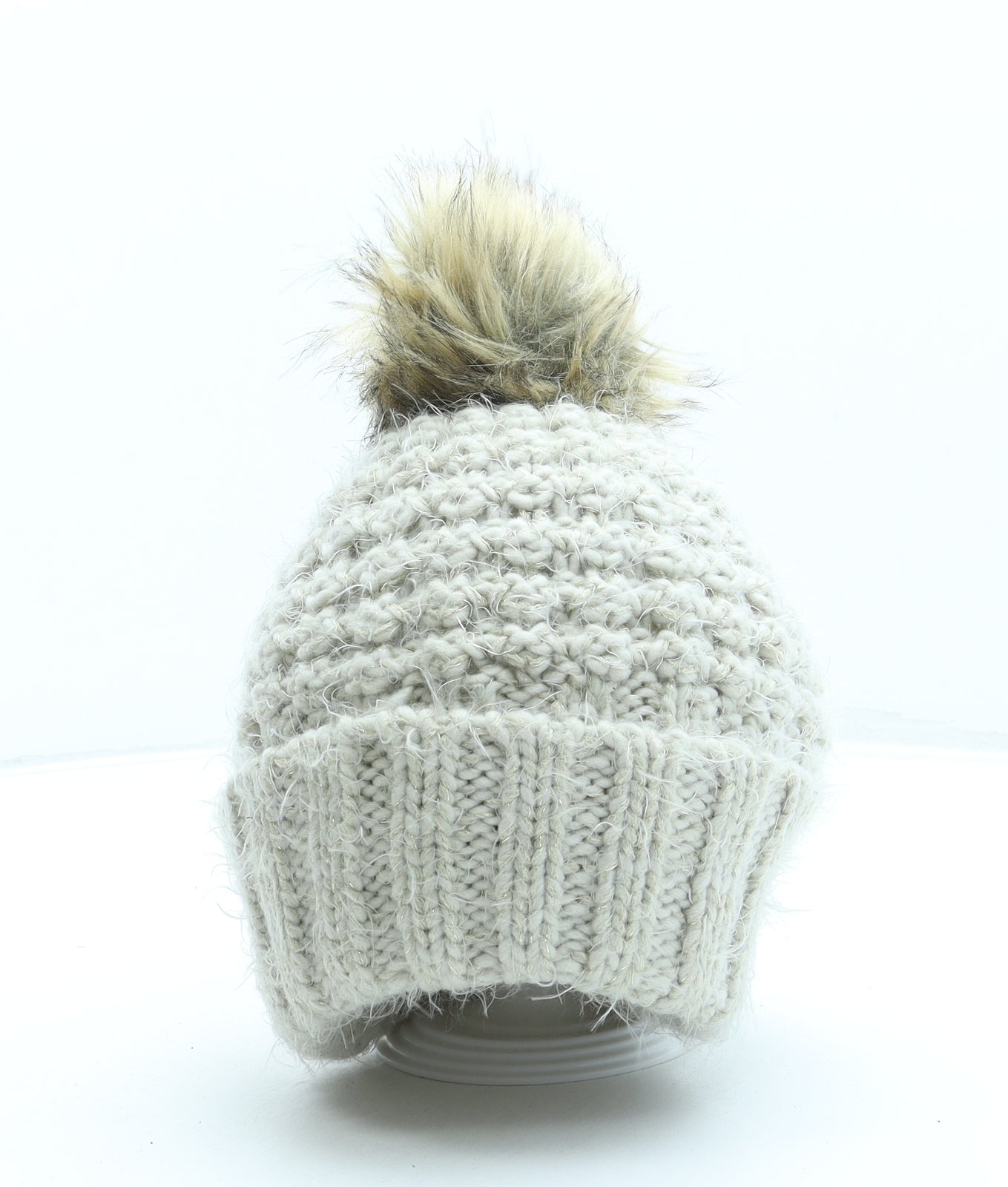 NEXT Womens Beige Acrylic Bobble Hat One Size - Pom Pom
