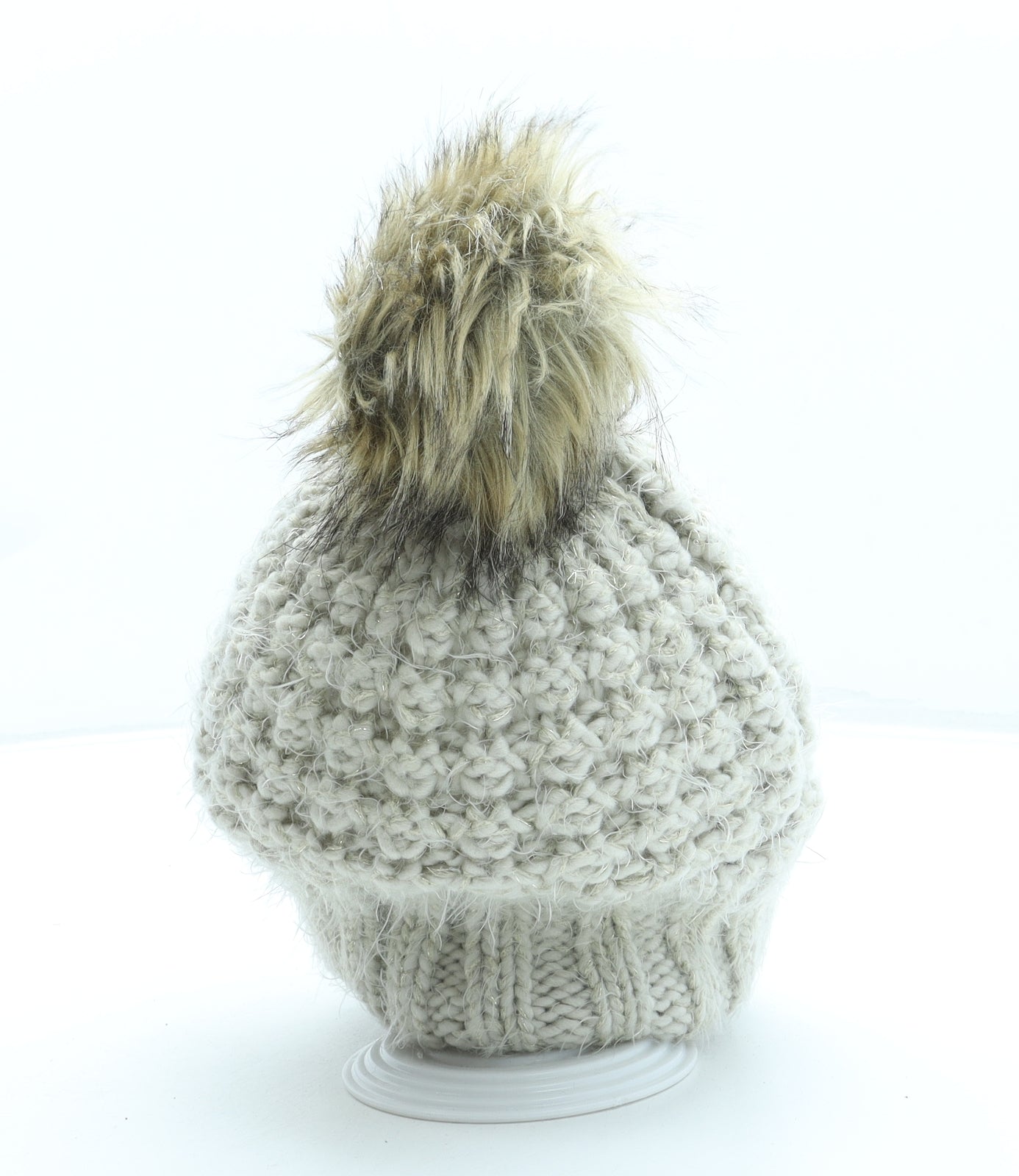 NEXT Womens Beige Acrylic Bobble Hat One Size - Pom Pom