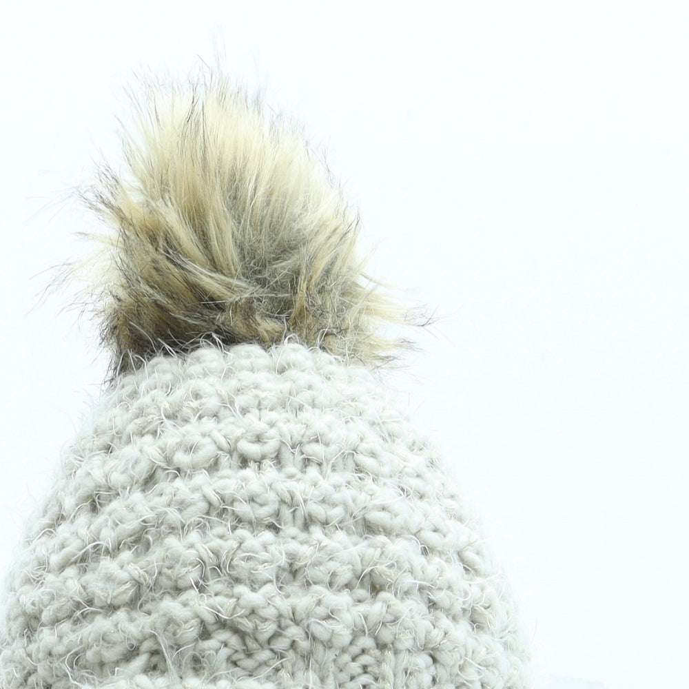 NEXT Womens Beige Acrylic Bobble Hat One Size - Pom Pom