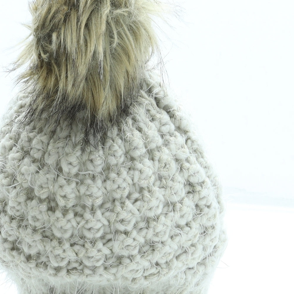 NEXT Womens Beige Acrylic Bobble Hat One Size - Pom Pom