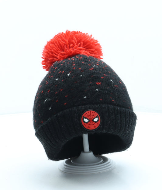 George Boys Black Acrylic Bobble Hat One Size - Spiderman