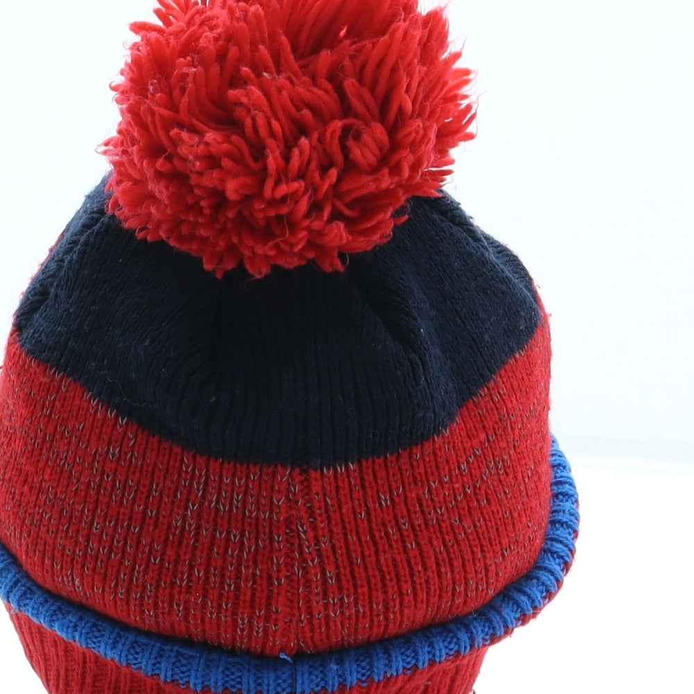 George Boys Red Acrylic Bobble Hat One Size - Spiderman