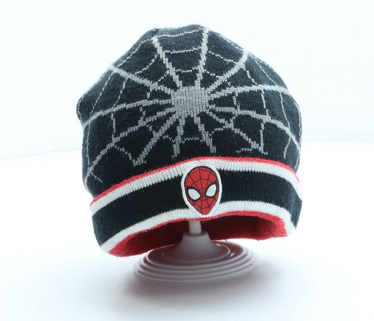 George Boys Black Geometric Acrylic Beanie One Size - Spiderman