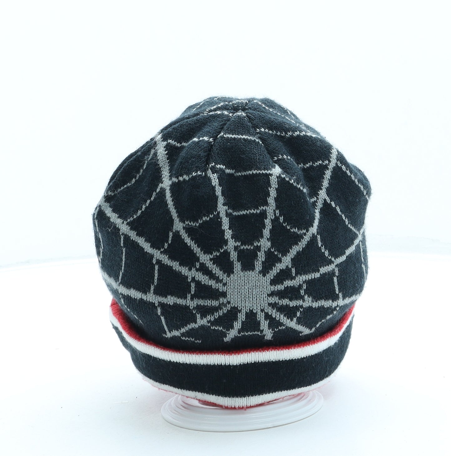 George Boys Black Geometric Acrylic Beanie One Size - Spiderman