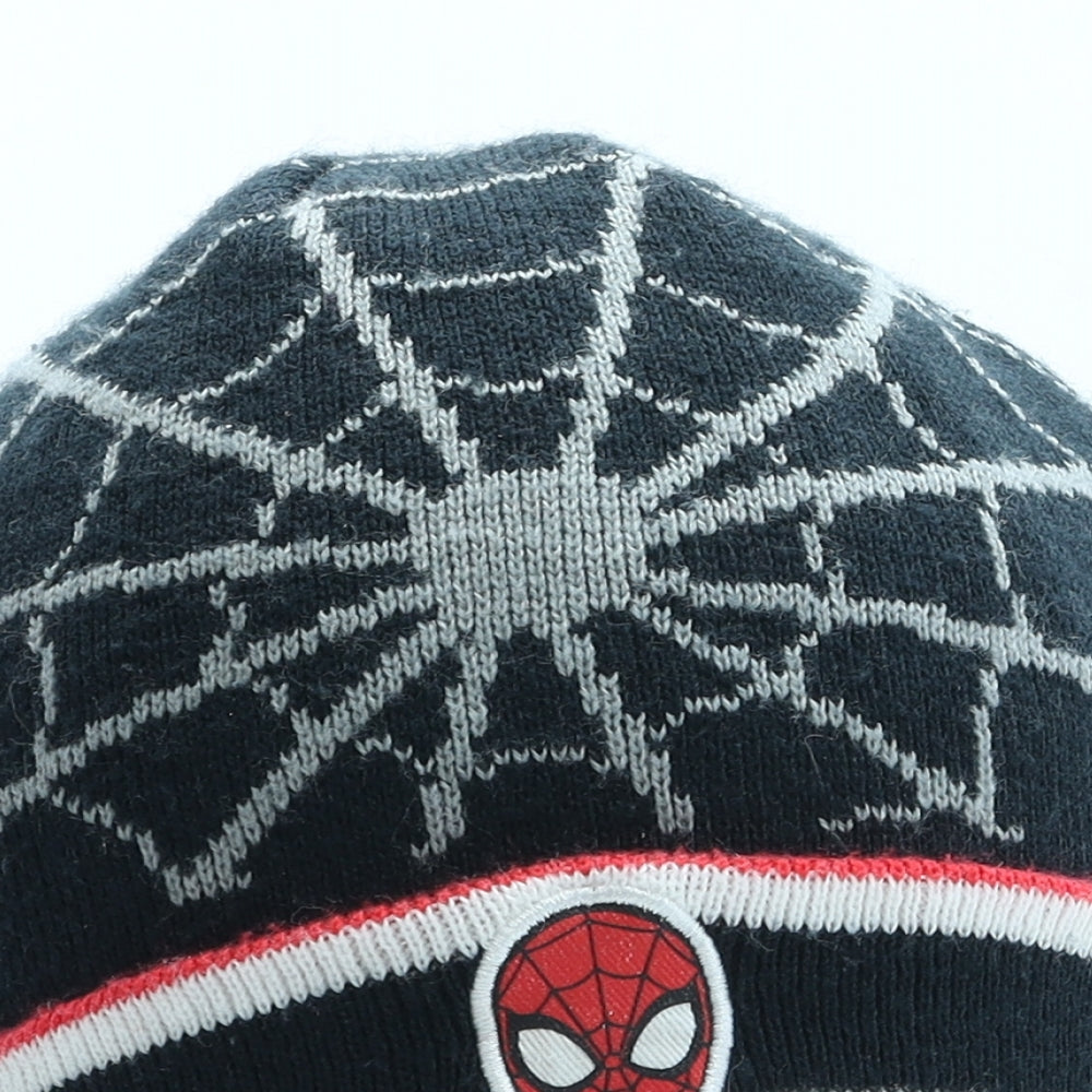 George Boys Black Geometric Acrylic Beanie One Size - Spiderman