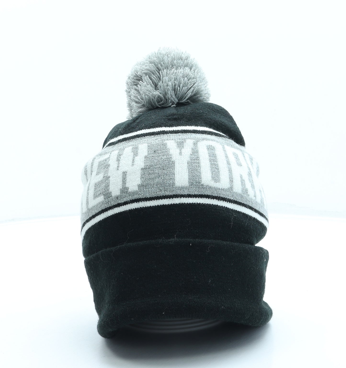 Primark Mens Black Acrylic Beanie One Size - Pom Pom