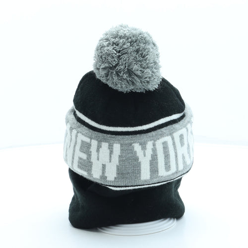 Primark Mens Black Acrylic Beanie One Size - Pom Pom