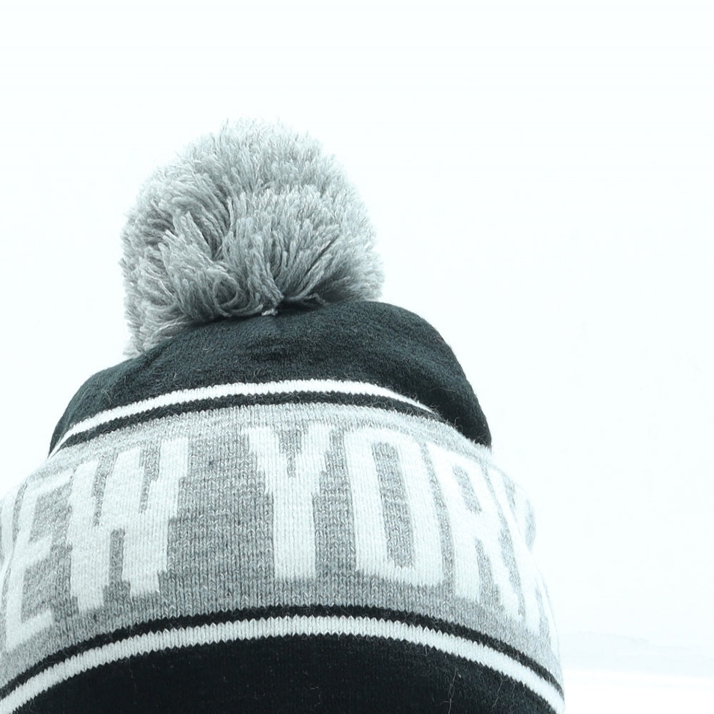 Primark Mens Black Acrylic Beanie One Size - Pom Pom