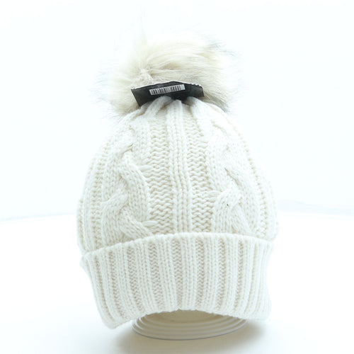 Love Winter Womens Ivory Acrylic Bobble Hat One Size - Pom Pom
