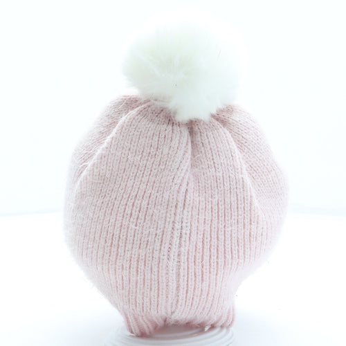George Girls Pink Acrylic Bobble Hat One Size - Swan