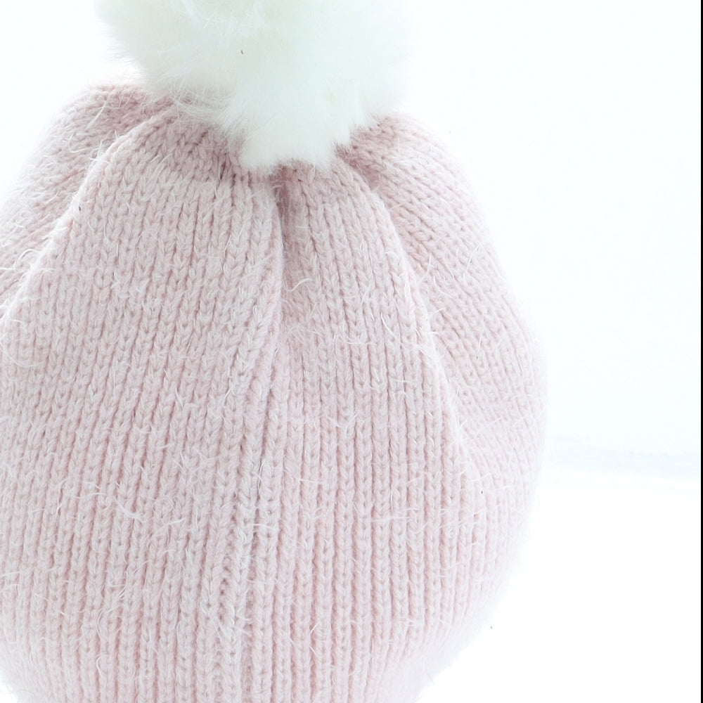 George Girls Pink Acrylic Bobble Hat One Size - Swan