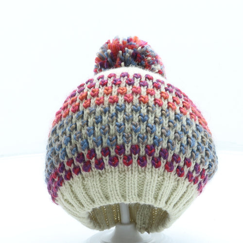 George Girls Multicoloured Geometric Acrylic Bobble Hat One Size - Pom Pom