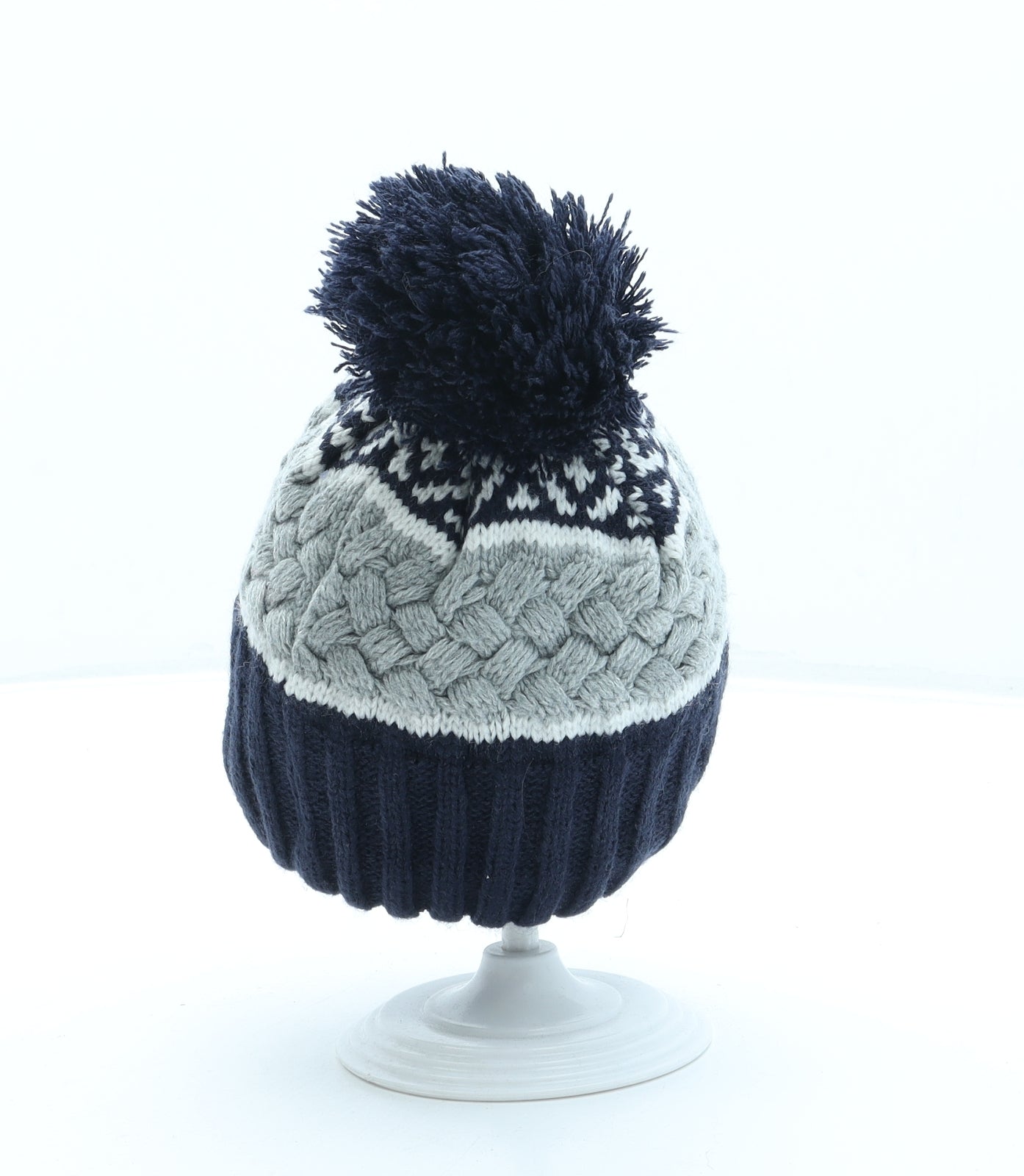 Trespass Boys Blue Fair Isle Acrylic Bobble Hat One Size - Pom Pom