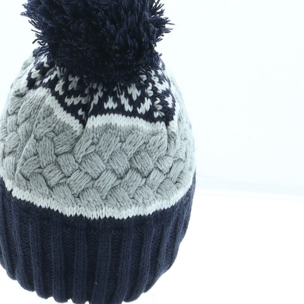 Trespass Boys Blue Fair Isle Acrylic Bobble Hat One Size - Pom Pom