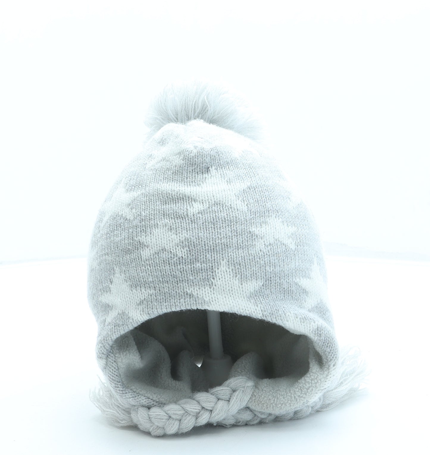 Primark Boys Grey Geometric Acrylic Bonnet Size M - Stars