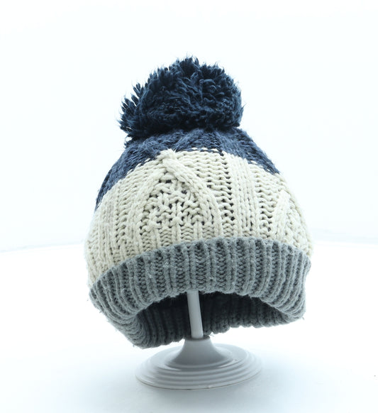 NEXT Boys Blue Colourblock Acrylic Bobble Hat One Size