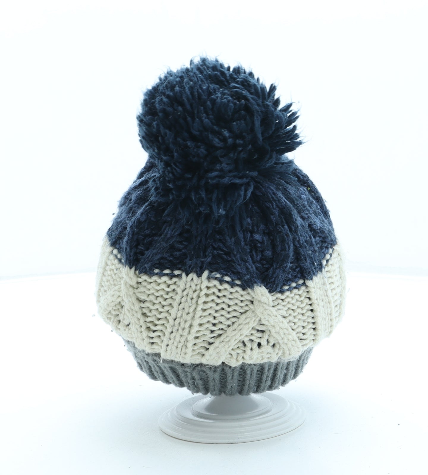 NEXT Boys Blue Colourblock Acrylic Bobble Hat One Size