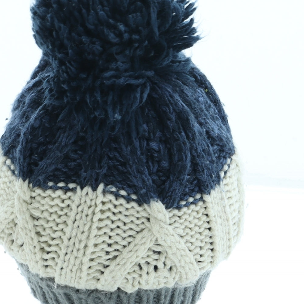 NEXT Boys Blue Colourblock Acrylic Bobble Hat One Size