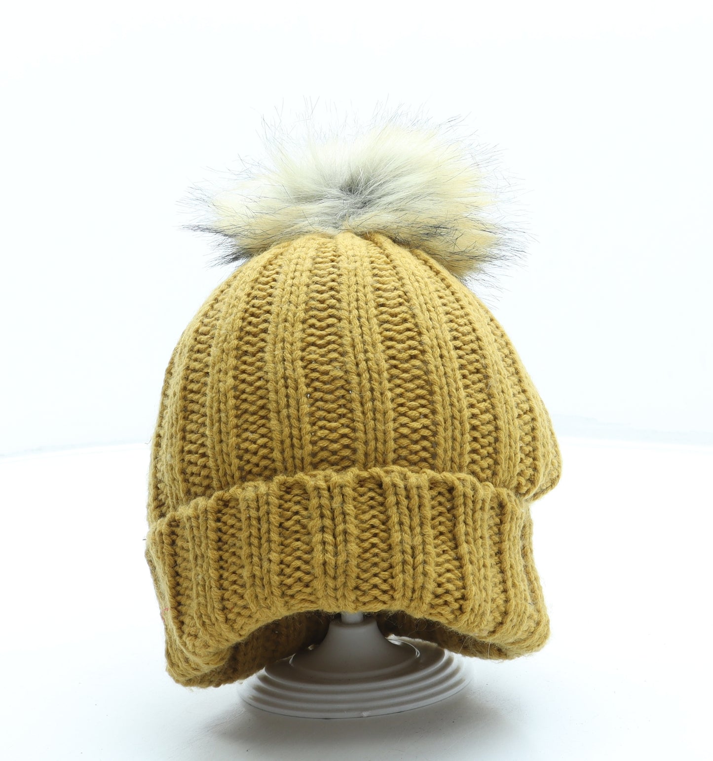 Atmosphere Womens Yellow Acrylic Bobble Hat One Size - Pom Pom
