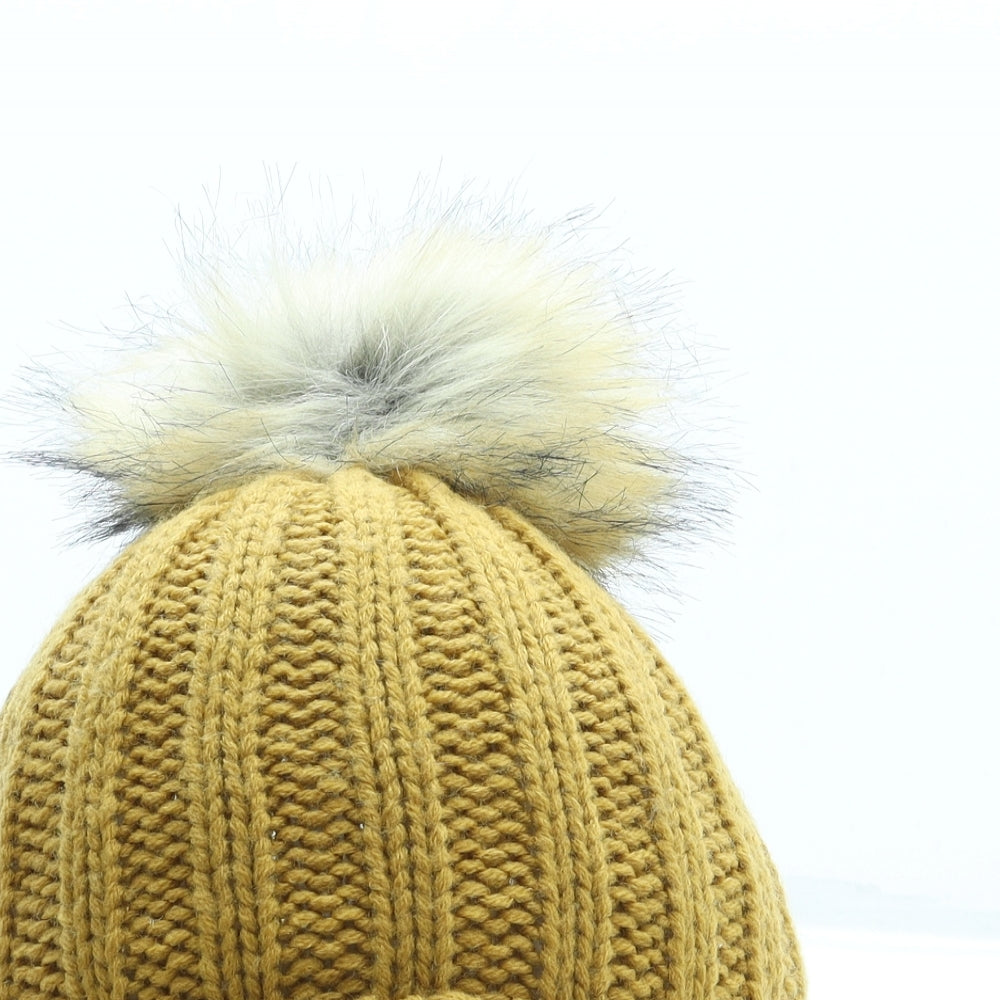 Atmosphere Womens Yellow Acrylic Bobble Hat One Size - Pom Pom