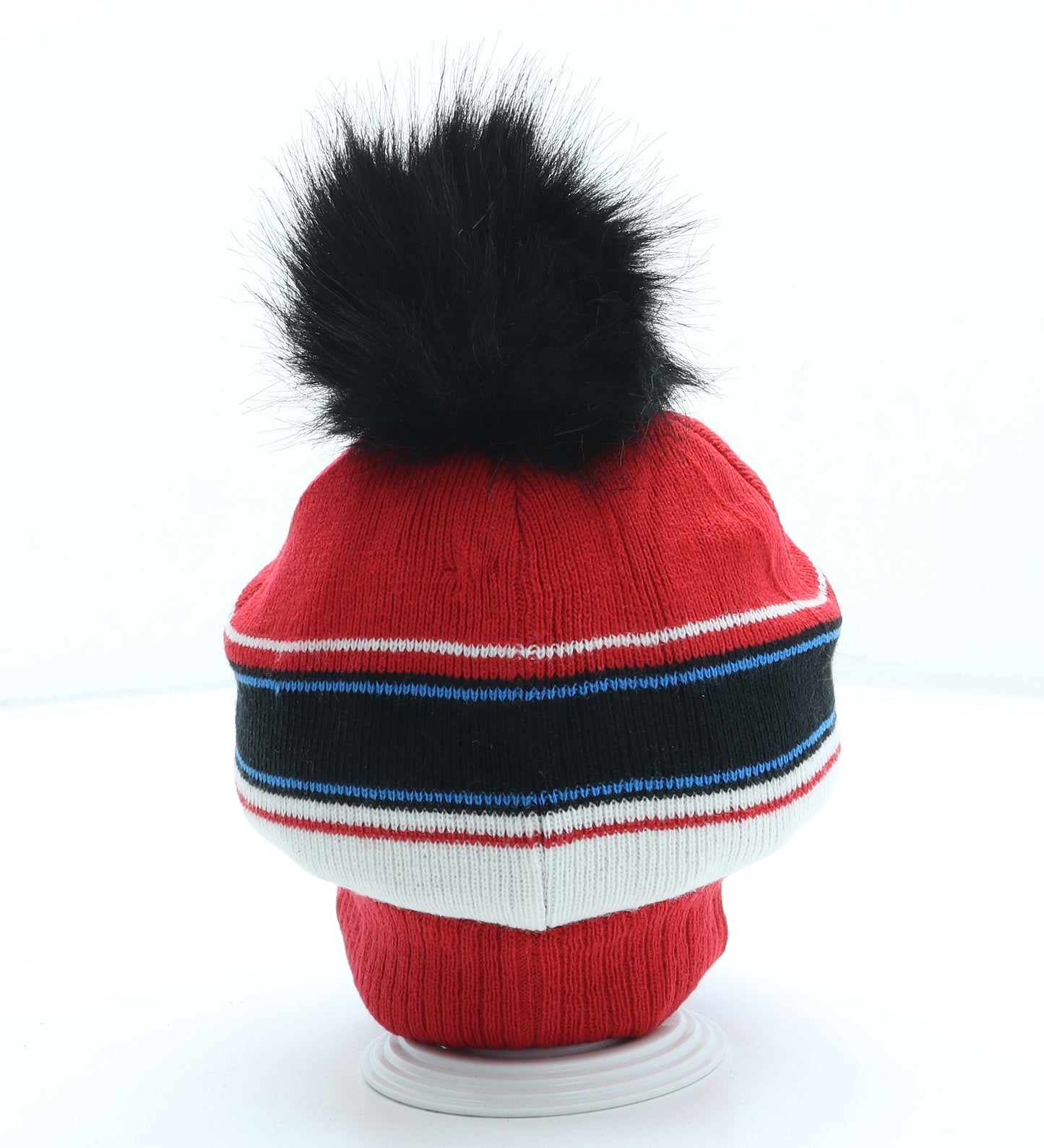 TU Boys Red Striped Acrylic Bobble Hat One Size - Spiderman