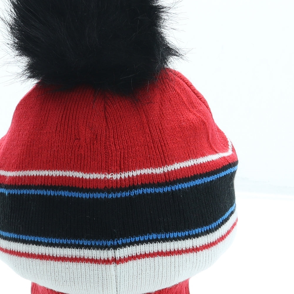 TU Boys Red Striped Acrylic Bobble Hat One Size - Spiderman