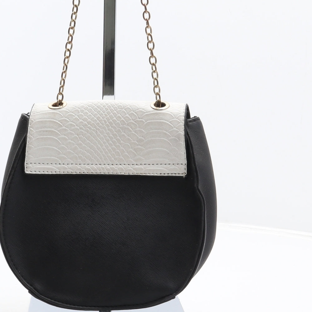 New Look Womens Black Animal Print Polyurethane Crossbody Size Small - Croc pattern