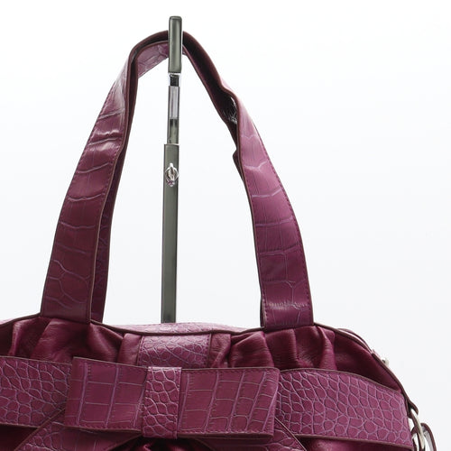 M&Co Womens Pink Animal Print Polyurethane Shoulder Bag Size Medium - Croc pattern