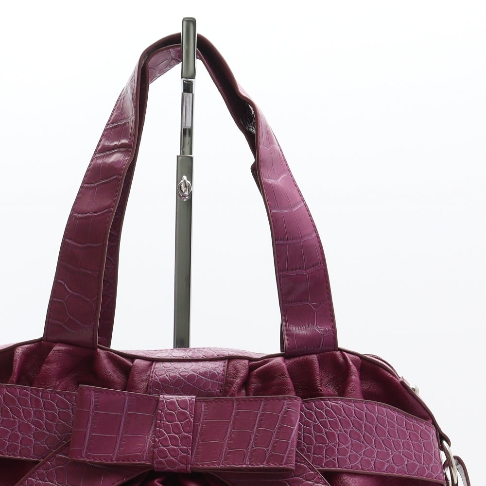 M&Co Womens Pink Animal Print Polyurethane Shoulder Bag Size Medium - Croc pattern