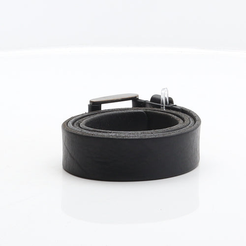 Preworn Mens Black Solid Leather Dress Belt Belt One Size