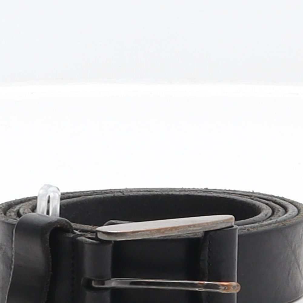 Preworn Mens Black Solid Leather Dress Belt Belt One Size