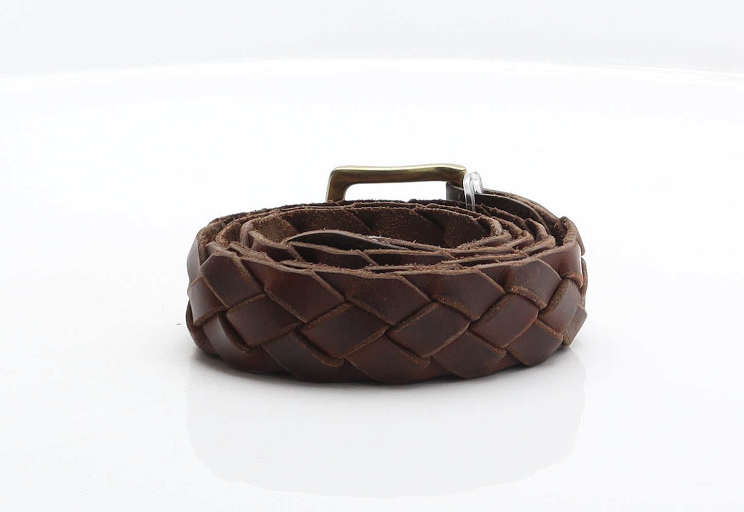 Eddie Bauer Mens Brown Solid Leather Braided/Woven Belt Belt One Size