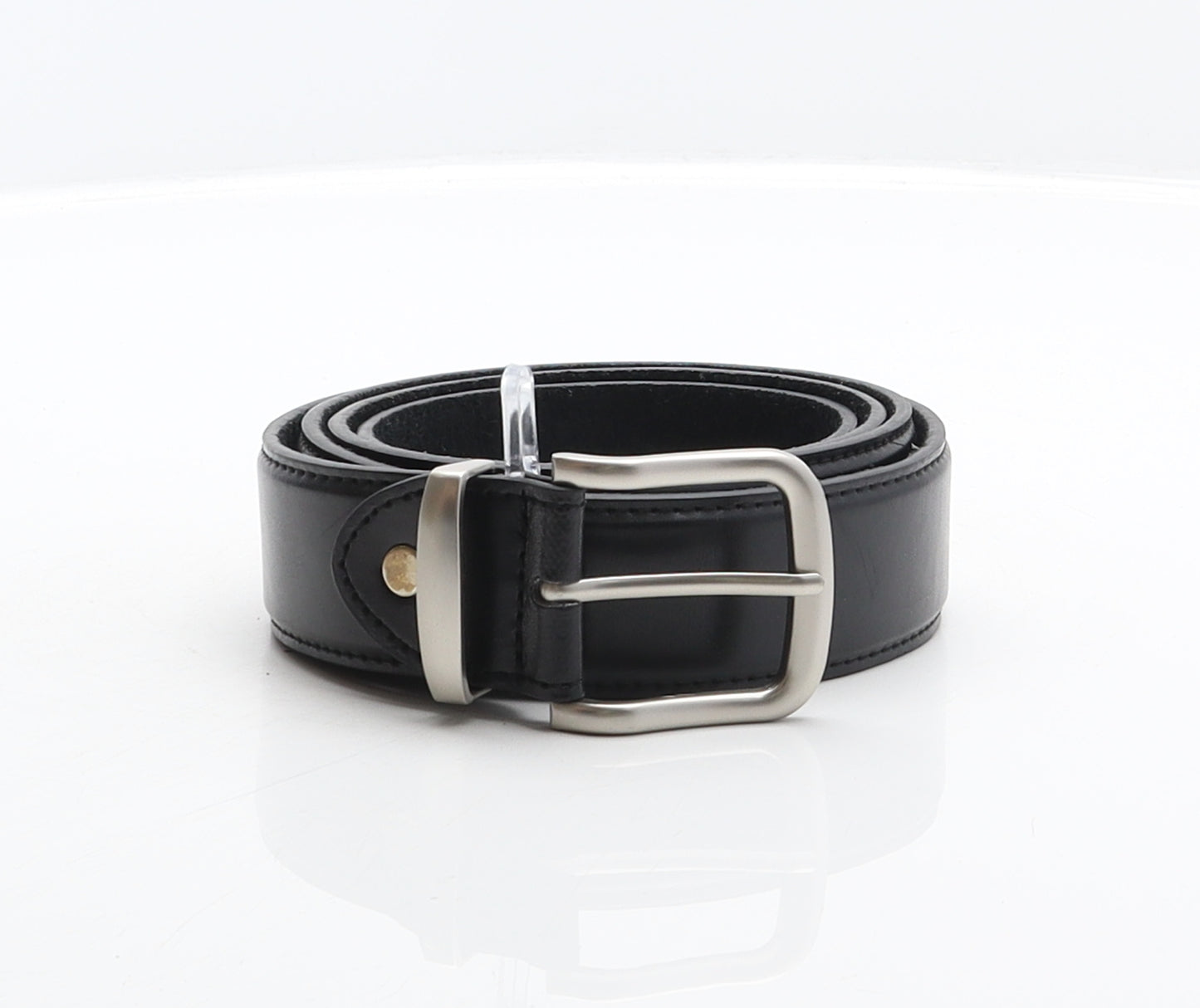 Preworn Mens Black Solid Leather Dress Belt Belt One Size