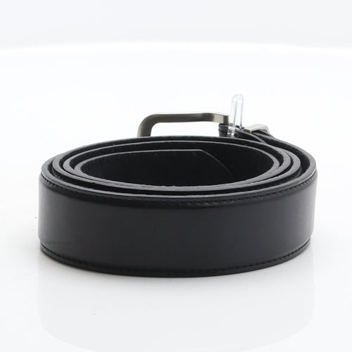 Preworn Mens Black Solid Leather Dress Belt Belt One Size