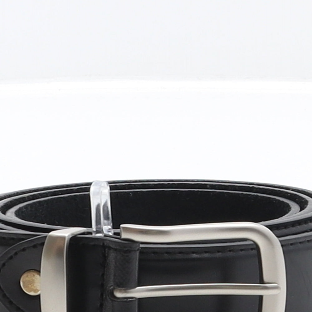 Preworn Mens Black Solid Leather Dress Belt Belt One Size