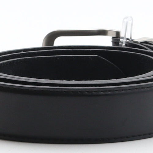 Preworn Mens Black Solid Leather Dress Belt Belt One Size