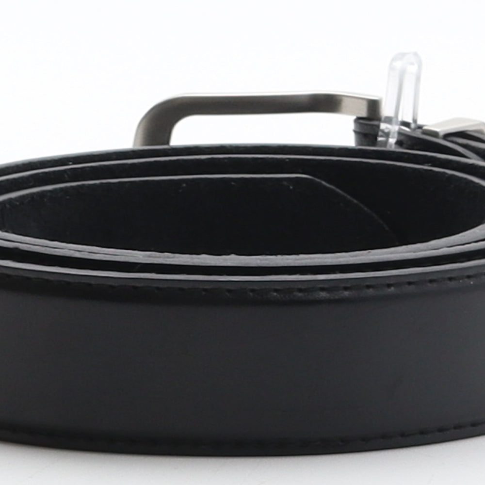Preworn Mens Black Solid Leather Dress Belt Belt One Size