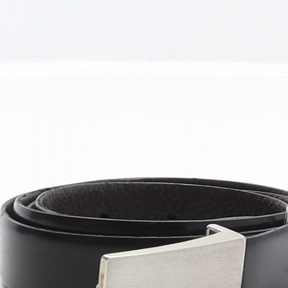 HUGO BOSS Mens Black Solid Leather Ratchet Belt Belt One Size
