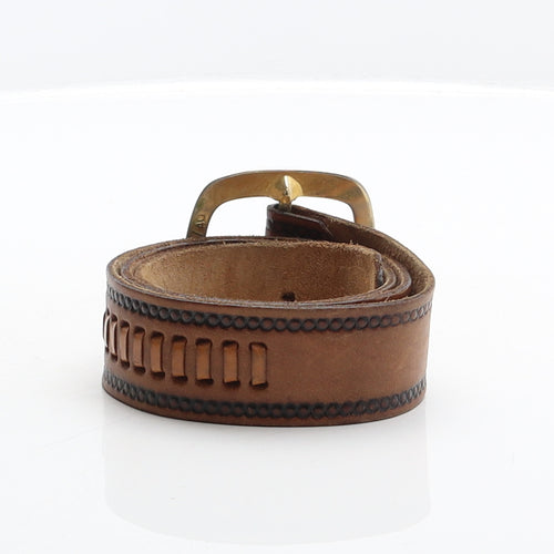Preworn Mens Brown Geometric Leather Western Belt Belt One Size