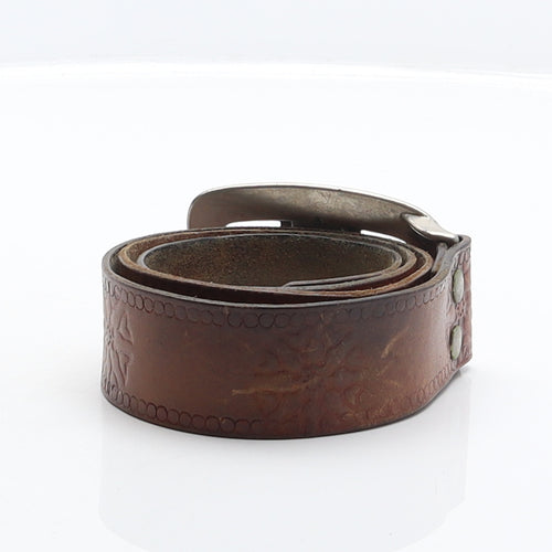 Preworn Mens Brown Geometric Leather Western Belt Belt One Size