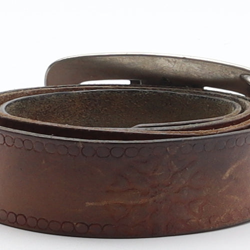 Preworn Mens Brown Geometric Leather Western Belt Belt One Size